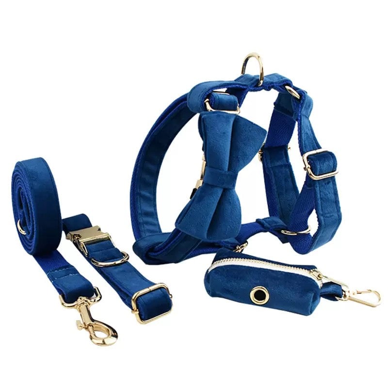 Velvet Personalized Dog Harness Collar Leash