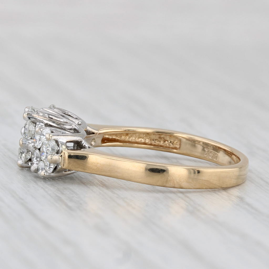 0.67ctw Diamond Clusters Ring 18k White Yellow Gold Size 7.25 Engagement