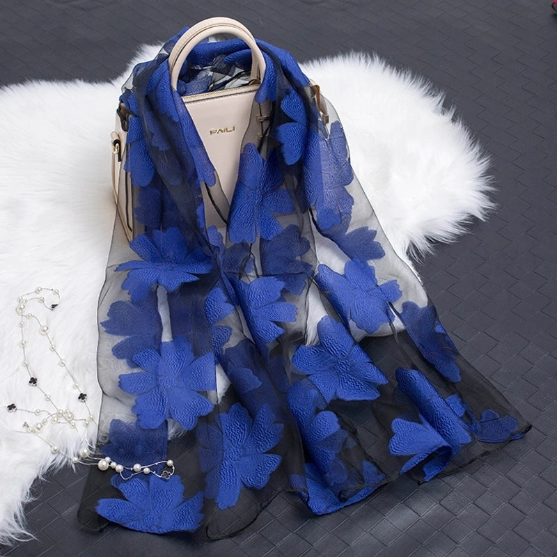 Women's Minimalist Color Block Organza Scarf