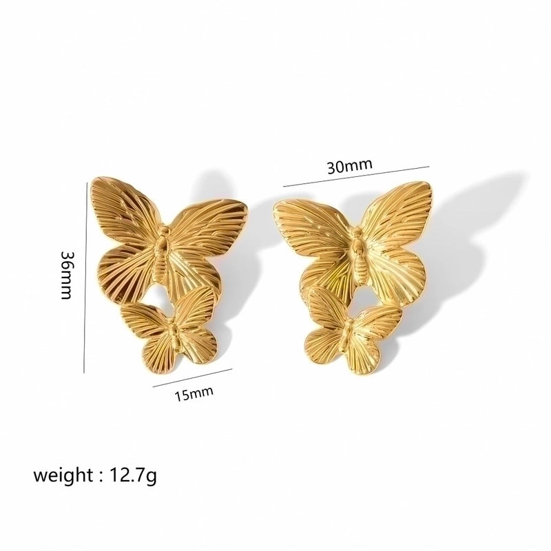 1 Pair Modern Style Flower Butterfly Ginkgo Leaf Polishing Plating 304 Stainless Steel Ear Studs