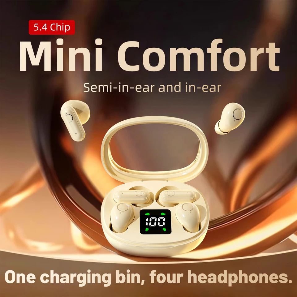 Ultra Small Headphones Bluetooth 5.4 Earphones Wireless Heasets HIFI HD Call Noise Reduction Earphone Sleep Sports Dual Earbuds