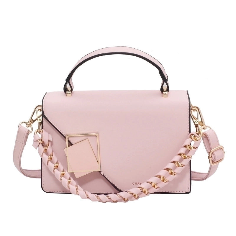 Women's Small Pu Leather Solid Color Basic Square Zipper Shoulder Bag Handbag Crossbody Bag