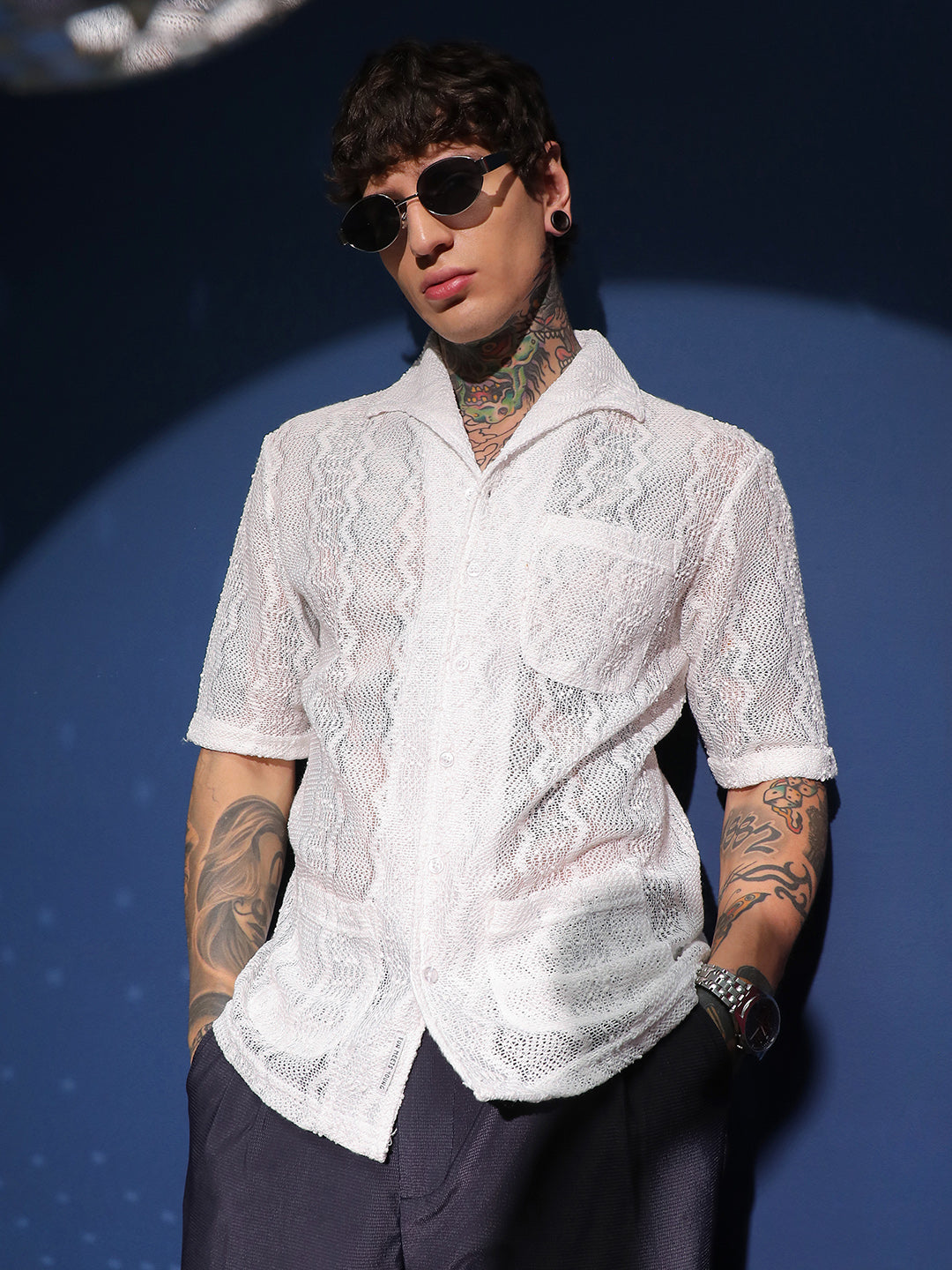 Swirl Open-Knit Shirt