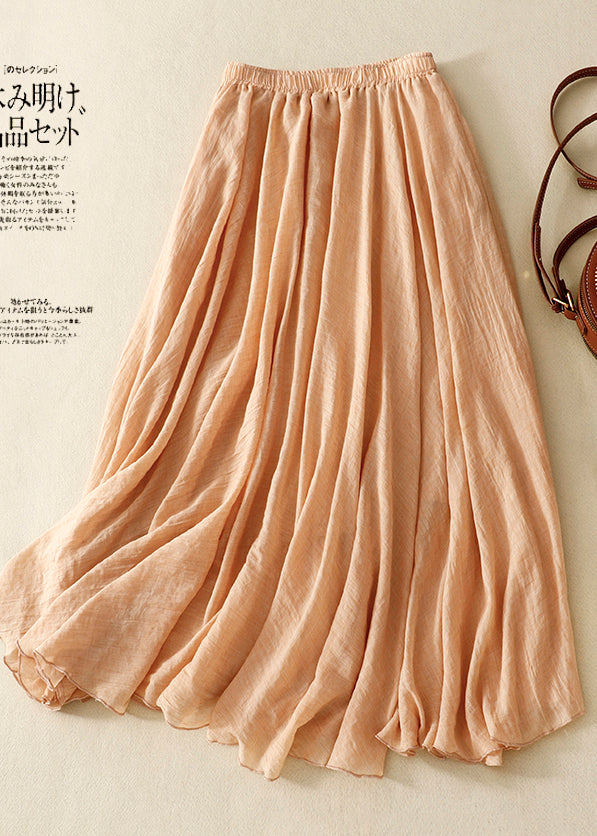 Boho Khaki Exra Large Hem Linen Skirts Spring