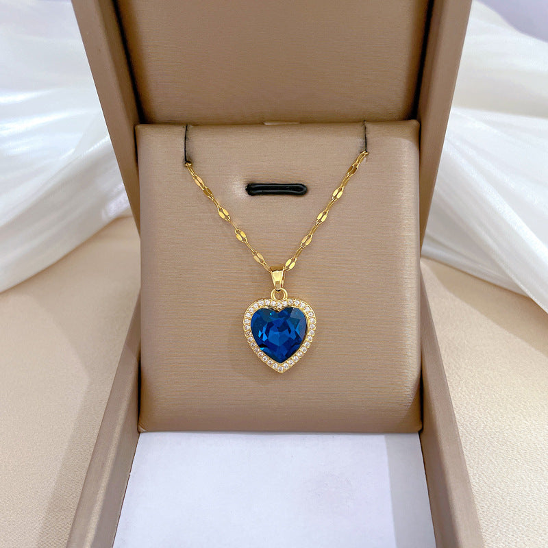 Cartoon East Asia Symbol Lucky Cat Geometric Titanium Steel Diamond Inlay Necklaces