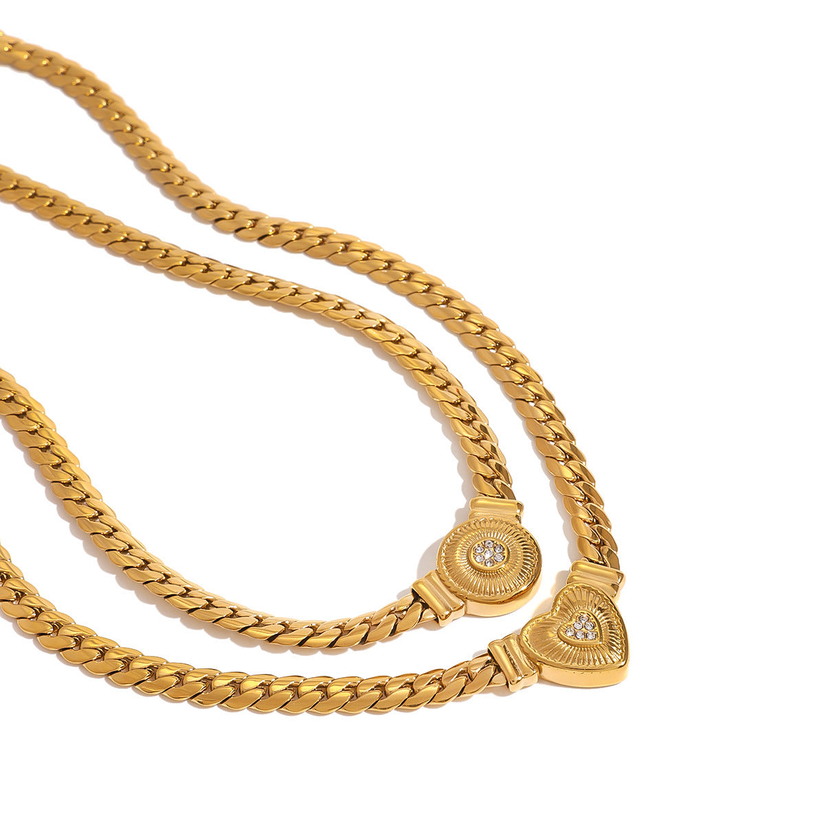 Stainless Steel Diamond Heart Necklace Niche Retro Clavicle Chain Titanium Steel Necklace