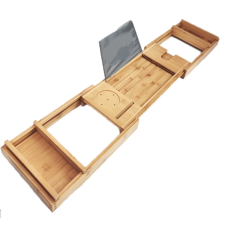 luxury Bamboo Bath Tub Tray bath trays Bathroom Wine Glass Book bamboo Bathtub Caddy Tray for bathtub