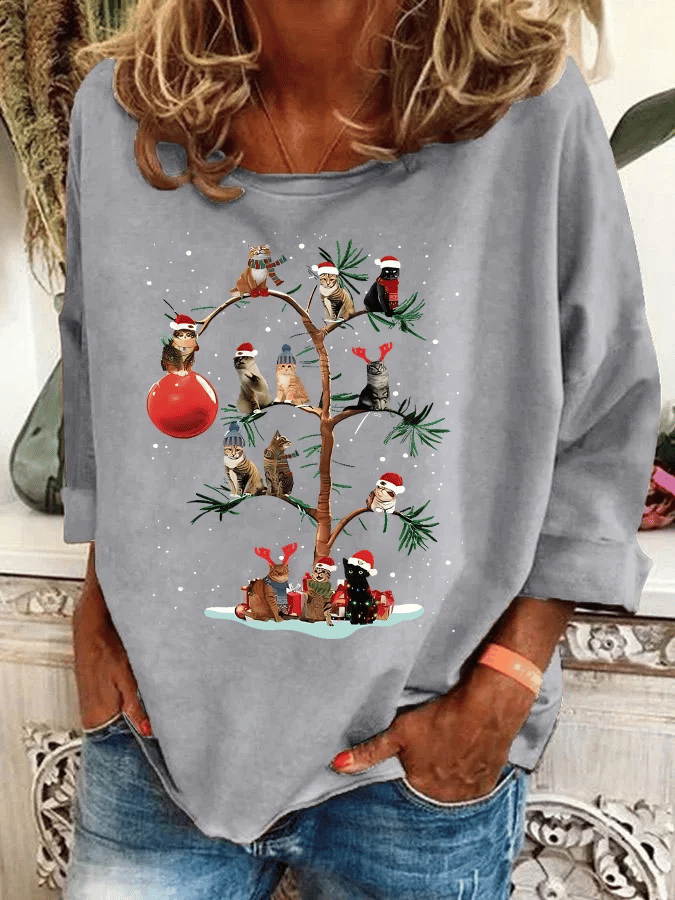 Women's Christmas Printed Crew Neck Sweatshirt