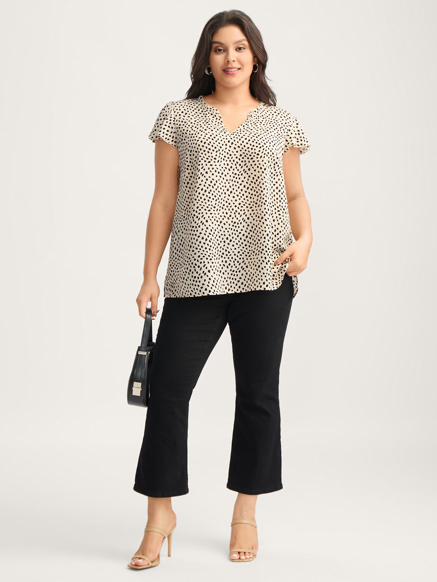 Leopard Print Ruffled Sleeve Blouse