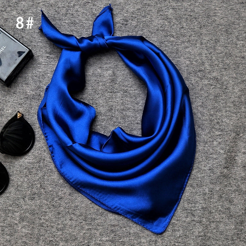 Women's Minimalist Solid Color Satin Printing Silk Scarf