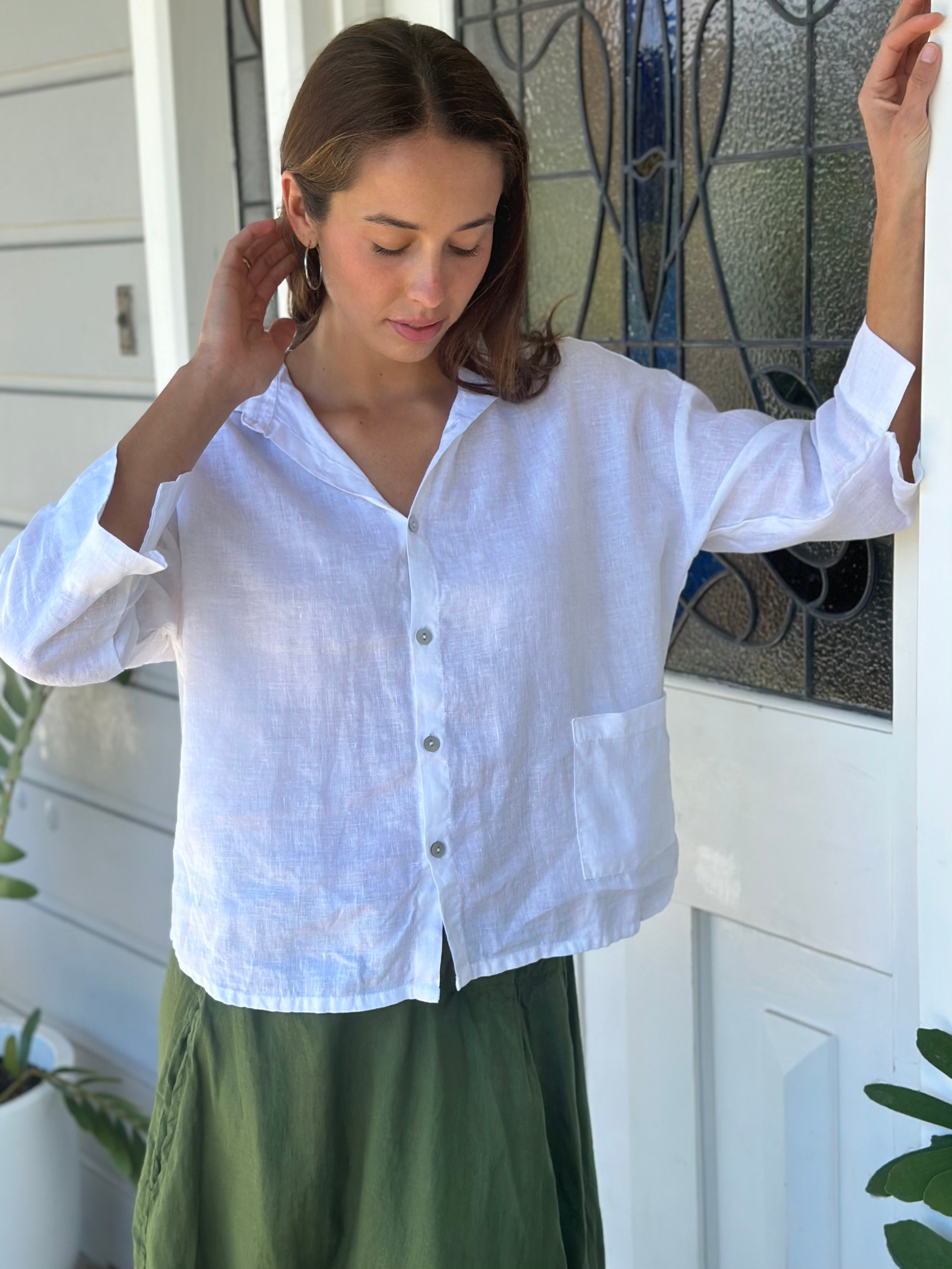 deanna shirt- white linen
