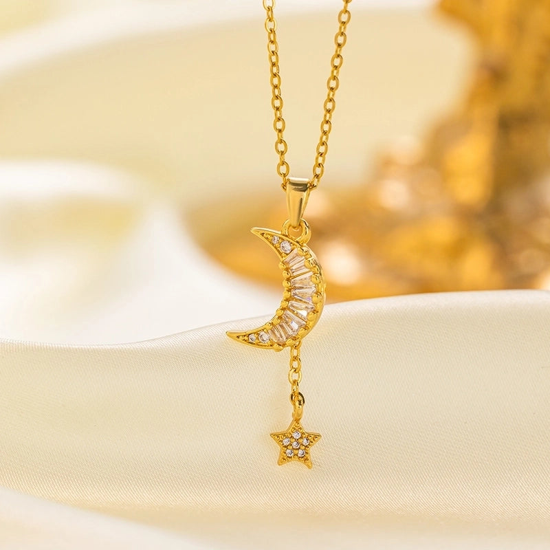 Sweet Starfish Titanium Steel Copper Alloy Zircon Inlay Stainless Steel Necklaces