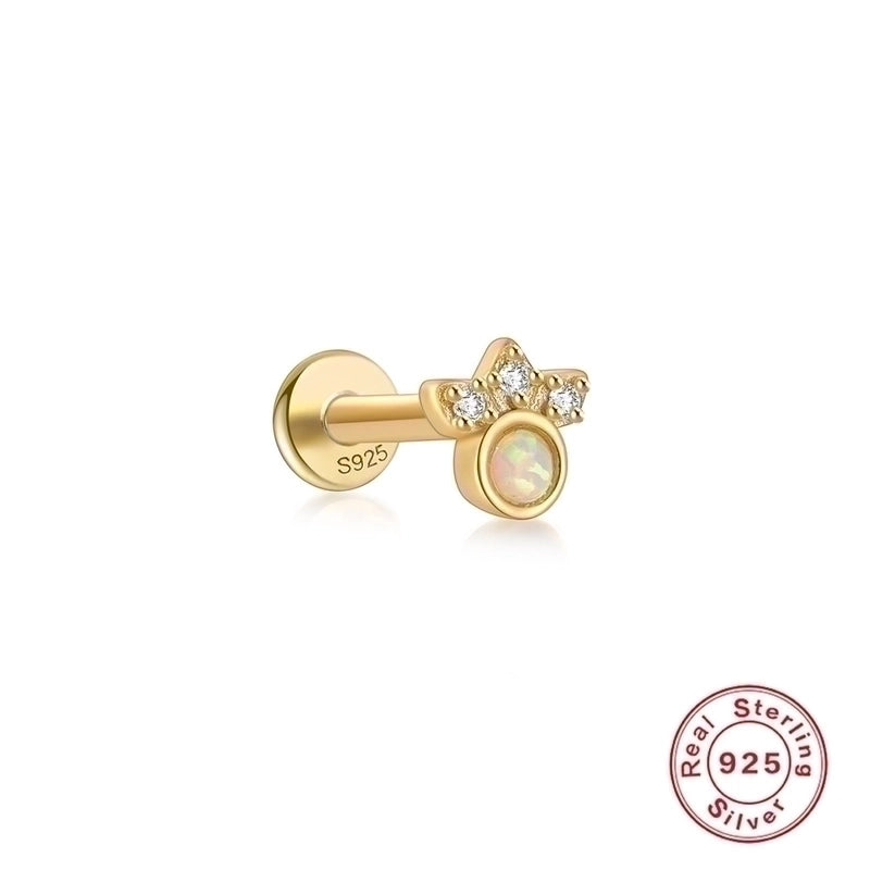 1 Piece Ear Cartilage Rings & Studs Fashion Square Water Droplets Paw Print Silver Inlay Zircon