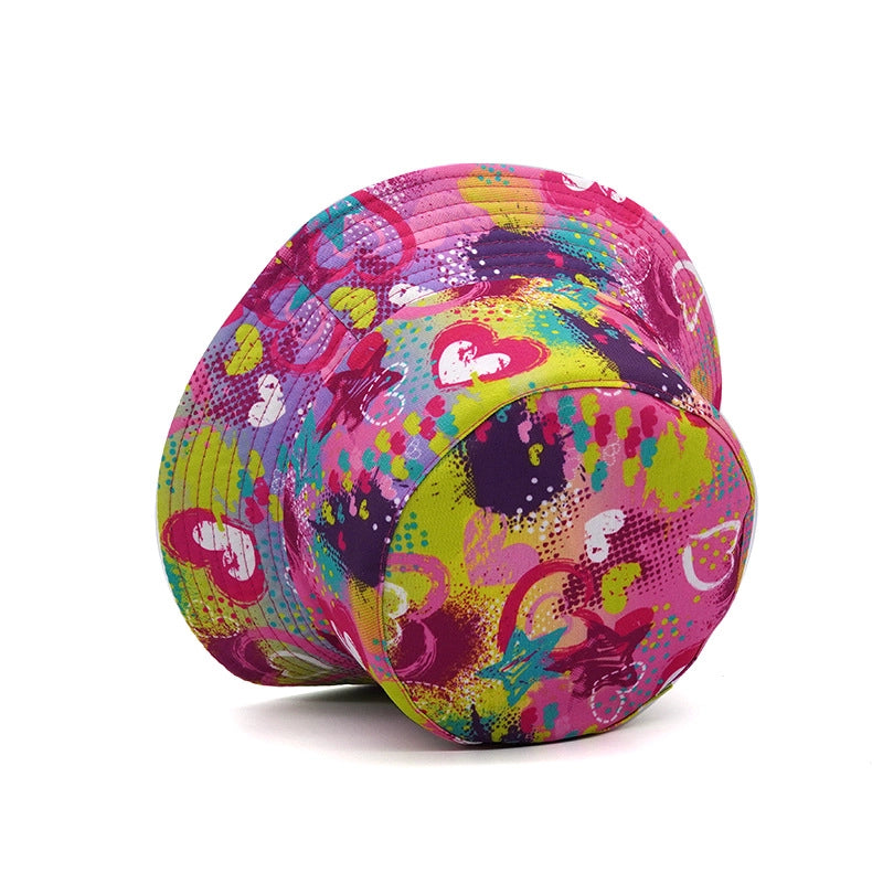 Unisex Basic Graffiti Printing Flat Eaves Bucket Hat
