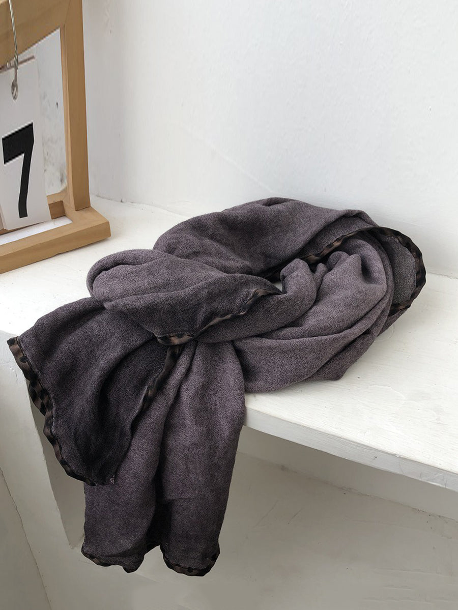 Women Vintage Pure Color Cotton Shawl Scarf