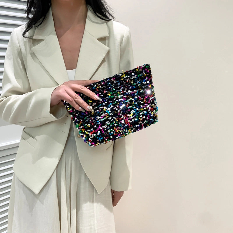 Women's Medium PVC Solid Color Streetwear Sewing Thread Square Zipper Clutch Bag