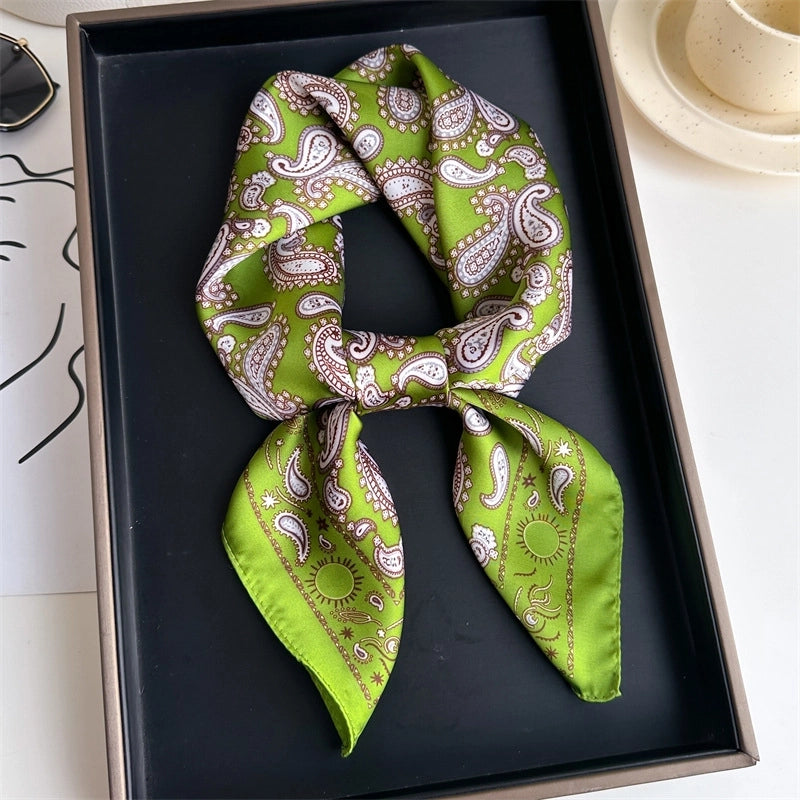 Unisex Casual Minimalist Stripe Flower Polyester Satin Printing Silk Scarf