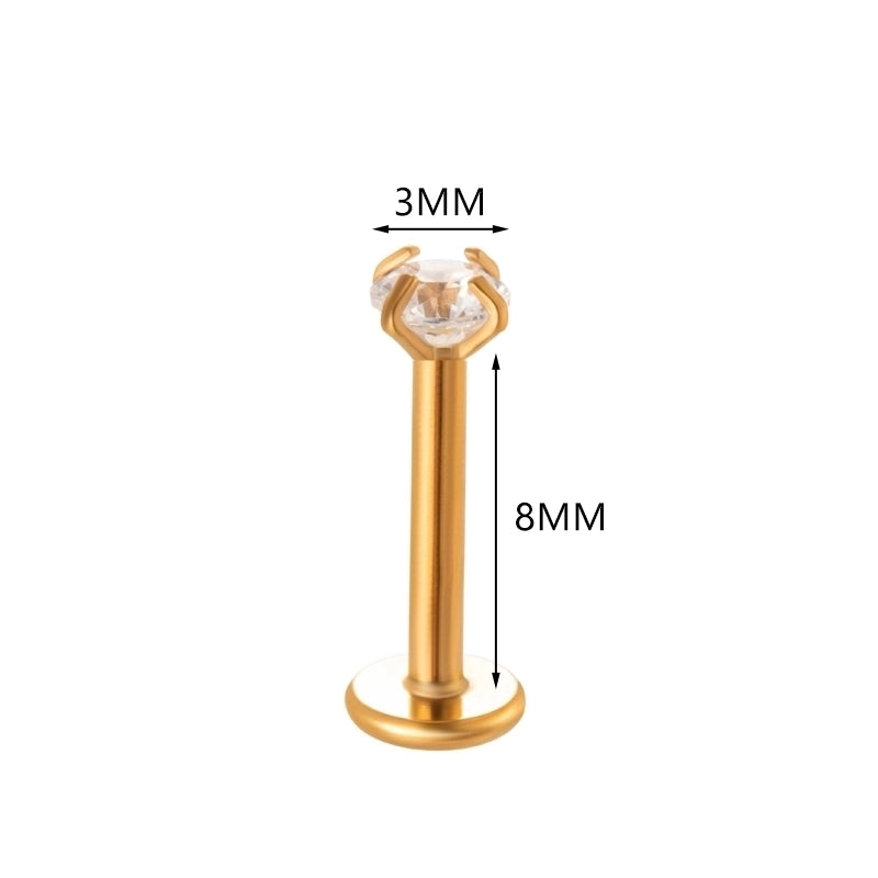 1 Piece Ear Cartilage Rings & Studs Minimalist Round 316L Stainless Steel  Plating Inlay Zircon