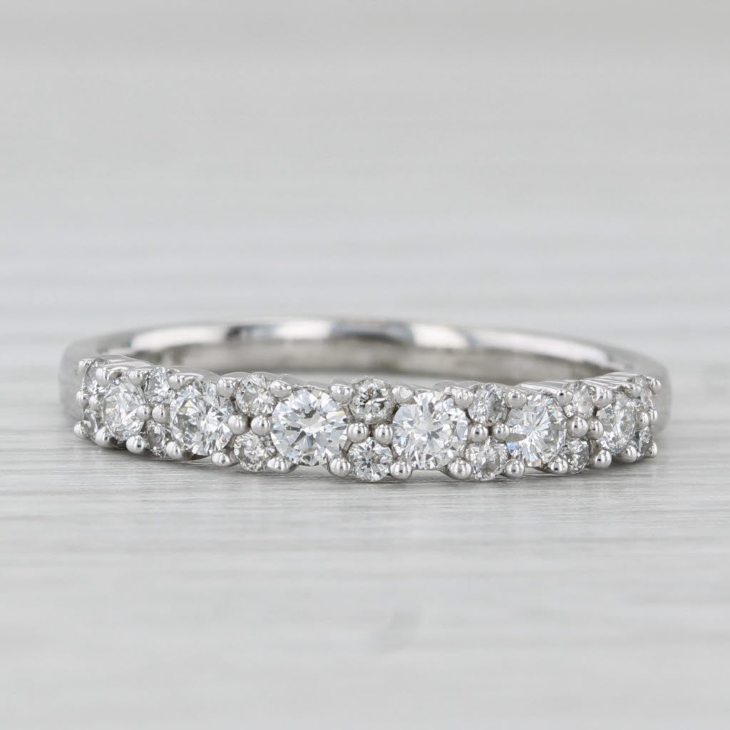 0.46ctw Diamond Wedding Band 10k White Gold Ring Stackable Size 8