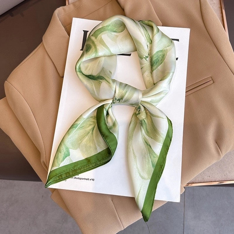 Silk Scarf Women's Elegant Small Square Scarf Decoration 70 Professional Small Square Scarf  New Autumn And Winter Warm Scarf French Hair Band