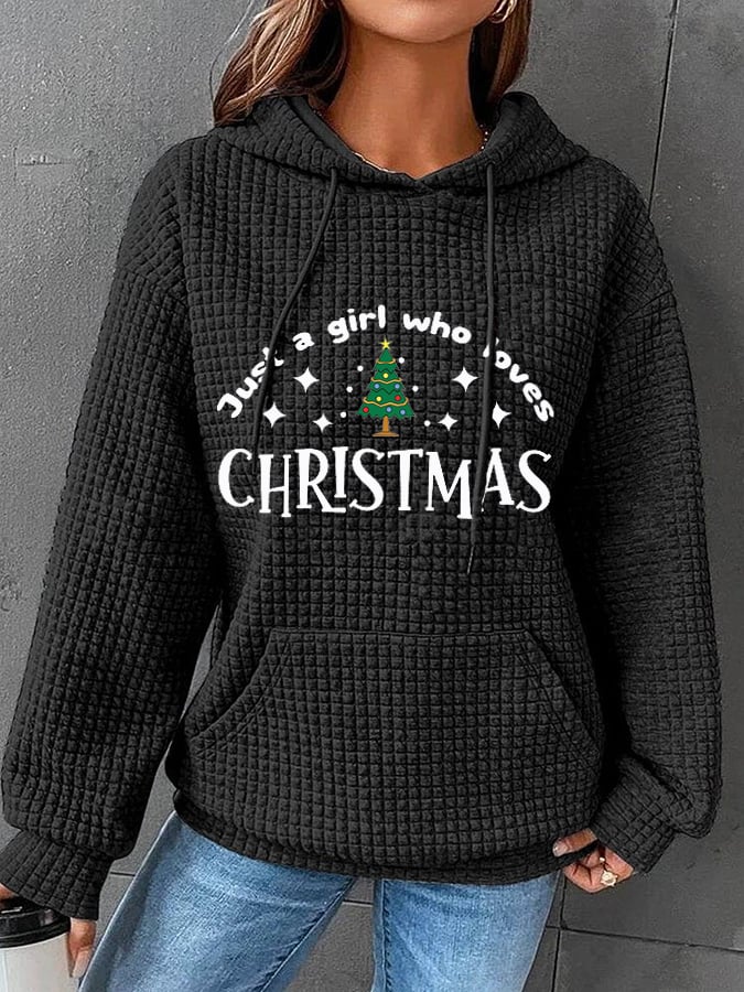 Women's Just A Girl Who Loves Christmas Waffle Hoodie