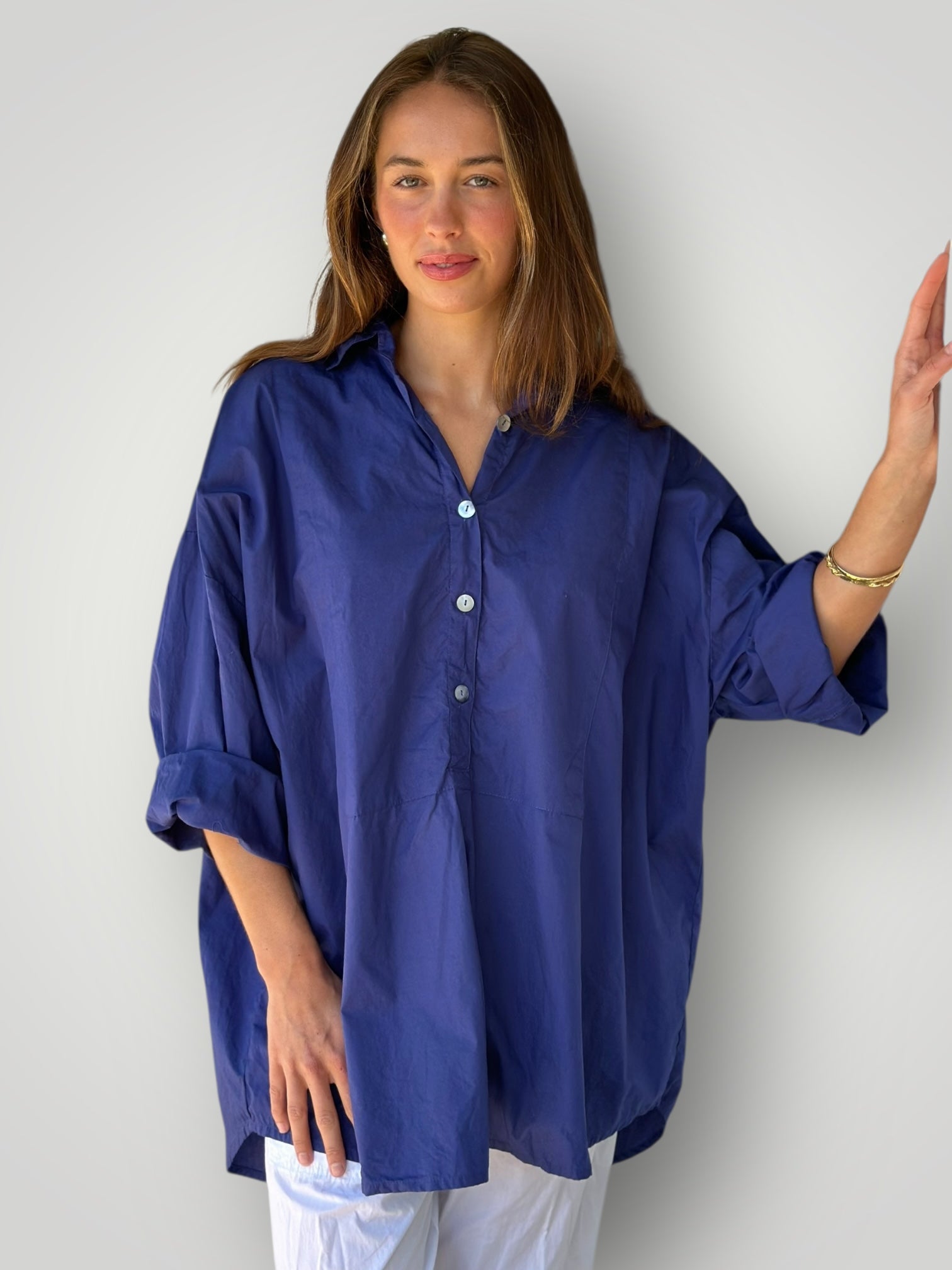 megan shirt - blue dusk cotton