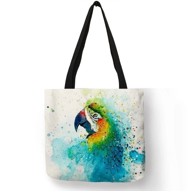 3 Pieces Women's Medium Polyester Bird Basic Square Open Shopping Bags