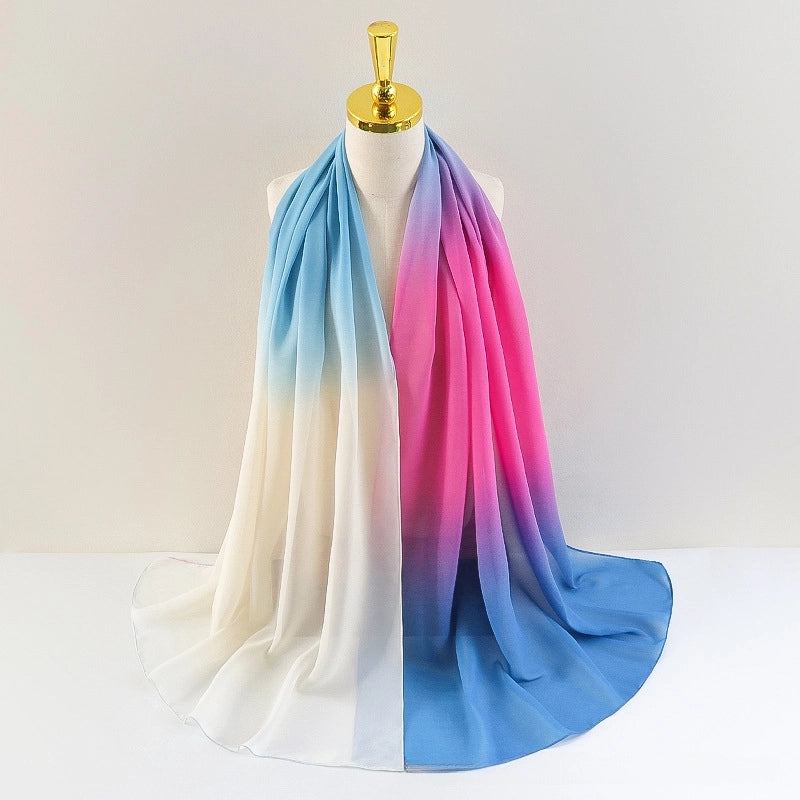 New 75D Chiffon Scarf Spring Long Scarf Gradient Scarf Spring And Autumn Building Season Scarf Women Factory