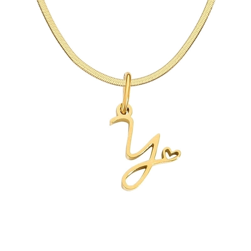 Stainless Steel Titanium Steel 14K Gold Plated Minimalist Plating Letter Heart Shape Pendant Necklace