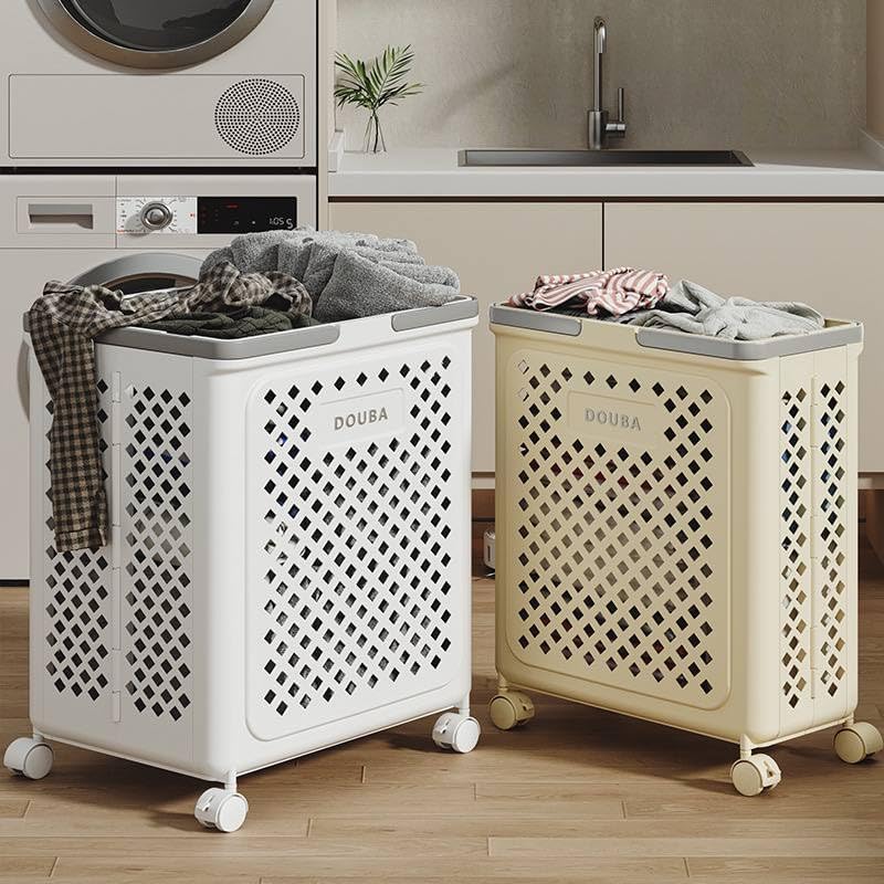 Foldable Laundry Basket with Wheels. Laundry Basket Bathroom Storage Organizer