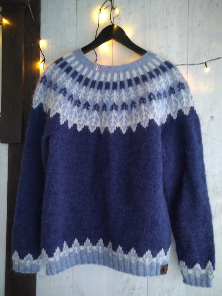 Vintage Icelandic Puunvuosi Knit Jacquard Warmth Crew Neck Sweater Unisex