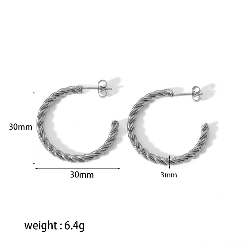 1 Pair Minimalist Circle Plating 304 Stainless Steel Hoop Earrings