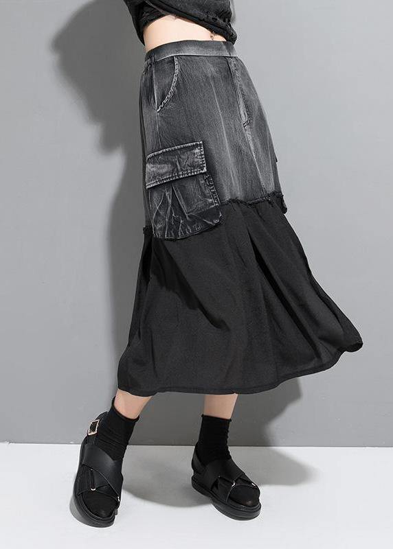 Unique cotton Fitted Street Personality Chiffon Stitching A-Line Skirt