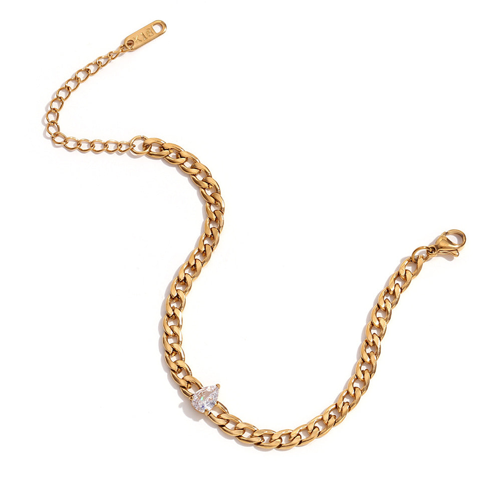 Women Fashion Circle Geometric Stainless Steel 18K Gold Plated Bracelets