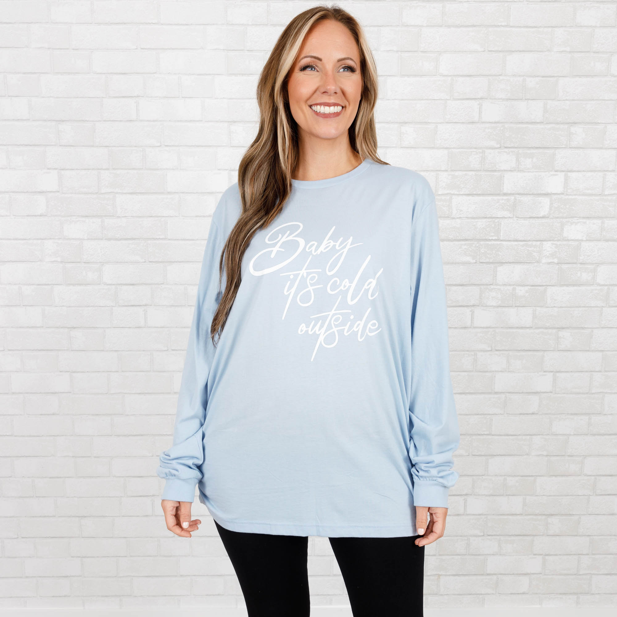 Baby It's Cold Outside Top. Baby Blue