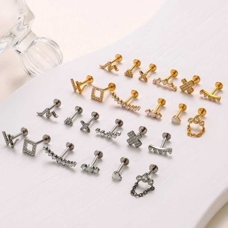 1 Piece Ear Cartilage Rings & Studs IG Style Cool Style Geometric Water Droplets Pure Titanium Plating Inlay Zircon