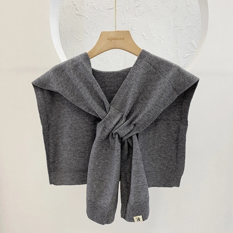 Unisex Casual Sweet Solid Color Knit Shawl