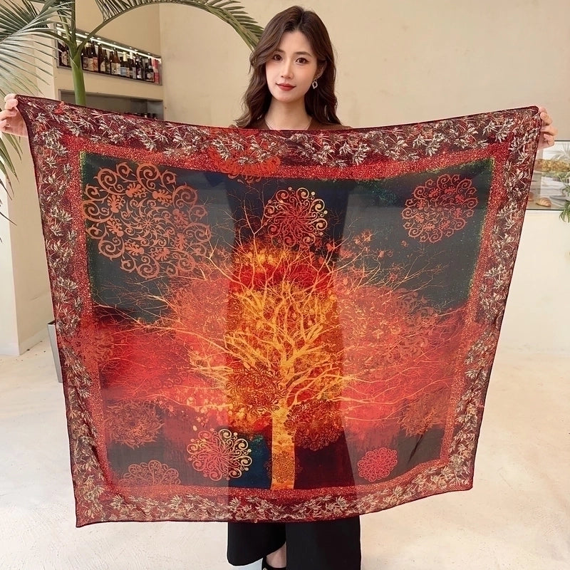Women's Vintage Style Letter Color Block Polyester Silk Scarves
