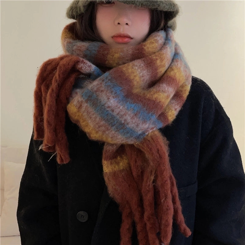 Women's Lady Minimalist Lattice Imitation Cashmere Scarf