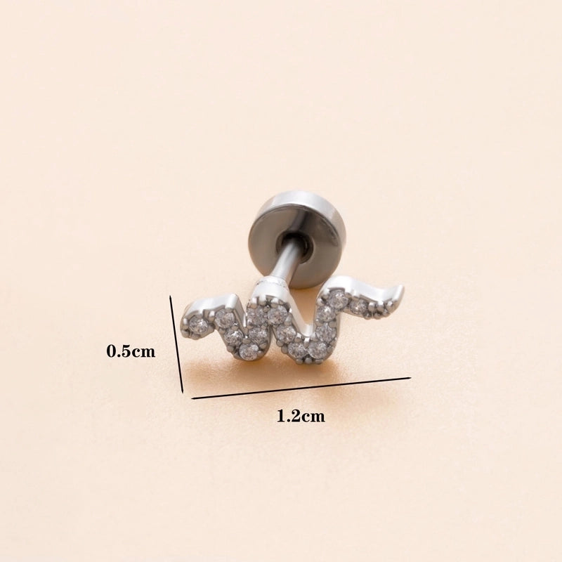 1 Piece Ear Cartilage Rings & Studs Minimalist Classic Style Heart Shape Snake Butterfly Copper Polishing Inlay Zircon 18K Gold Plated Ear Cartilage Rings & Studs