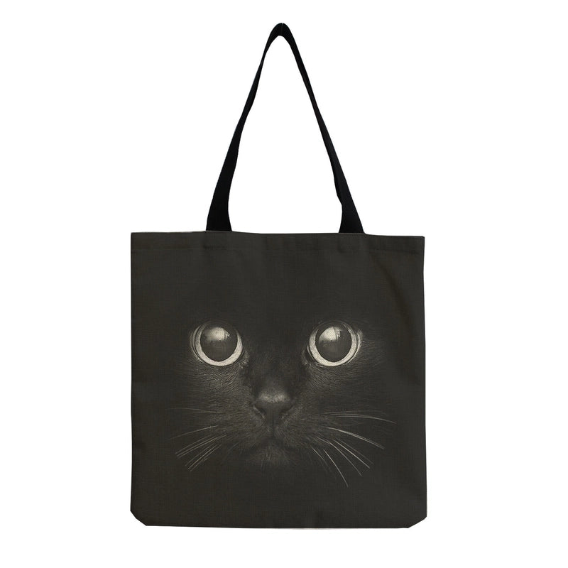 Women's All Seasons Linen Cat Minimalist Square Open Canvas Bag