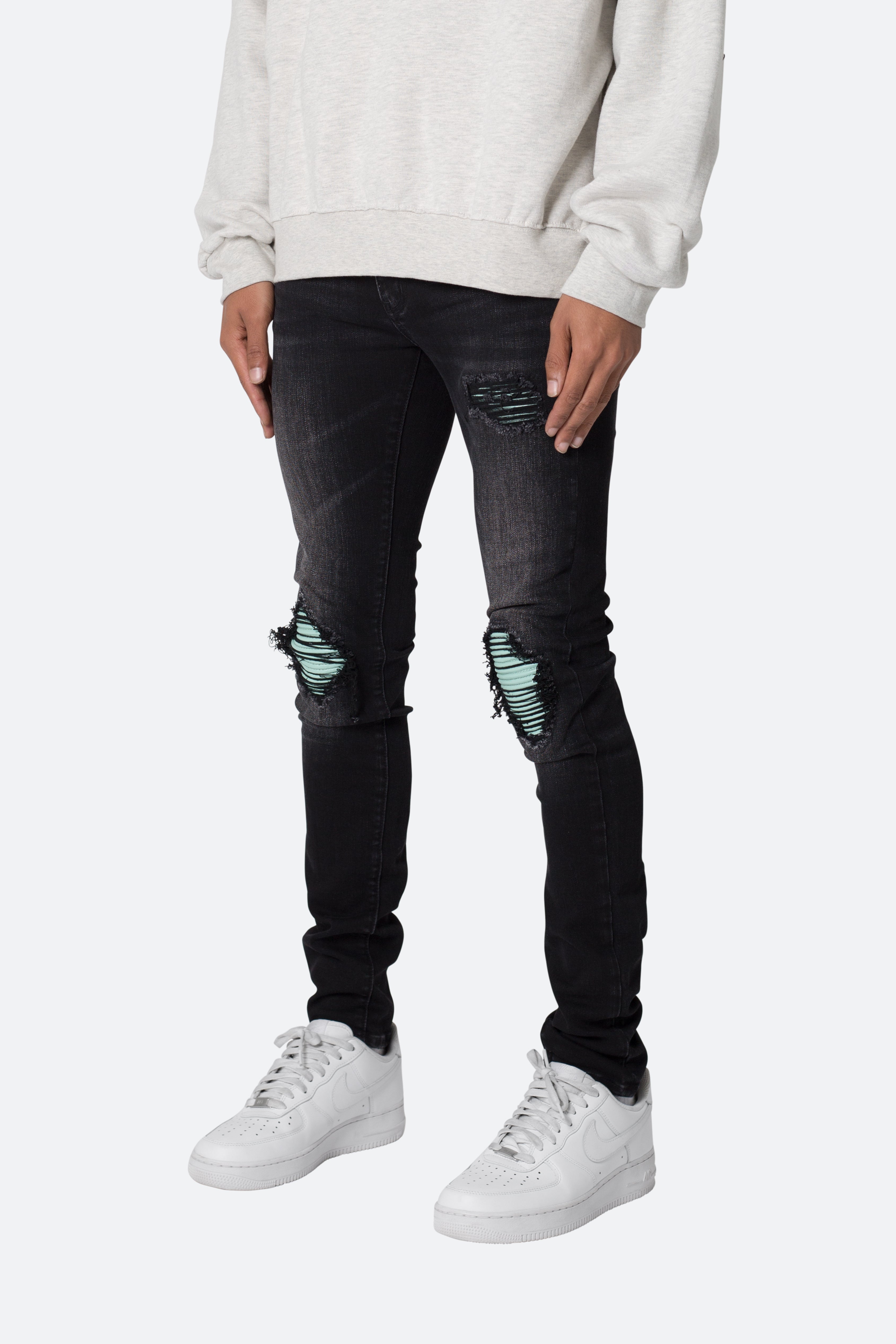 X559 Skinny Moto Denim - Black/Green