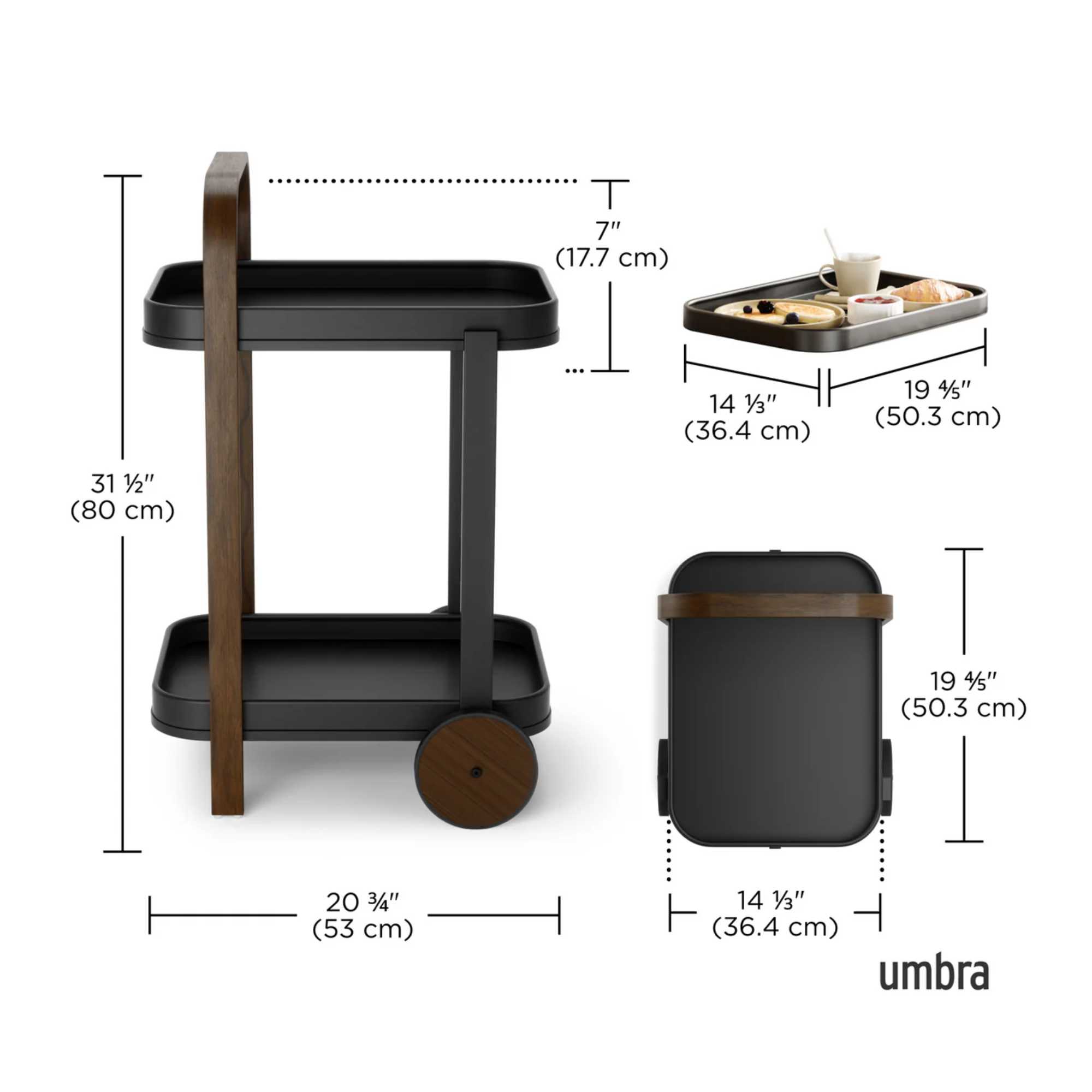 Umbra Bellwood bar/serving cart. Walnut