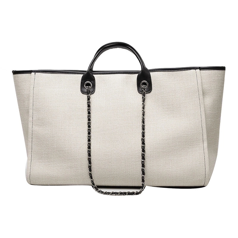 Women'S Large Canvas Solid Color Streetwear Square Zipper Tote Bag