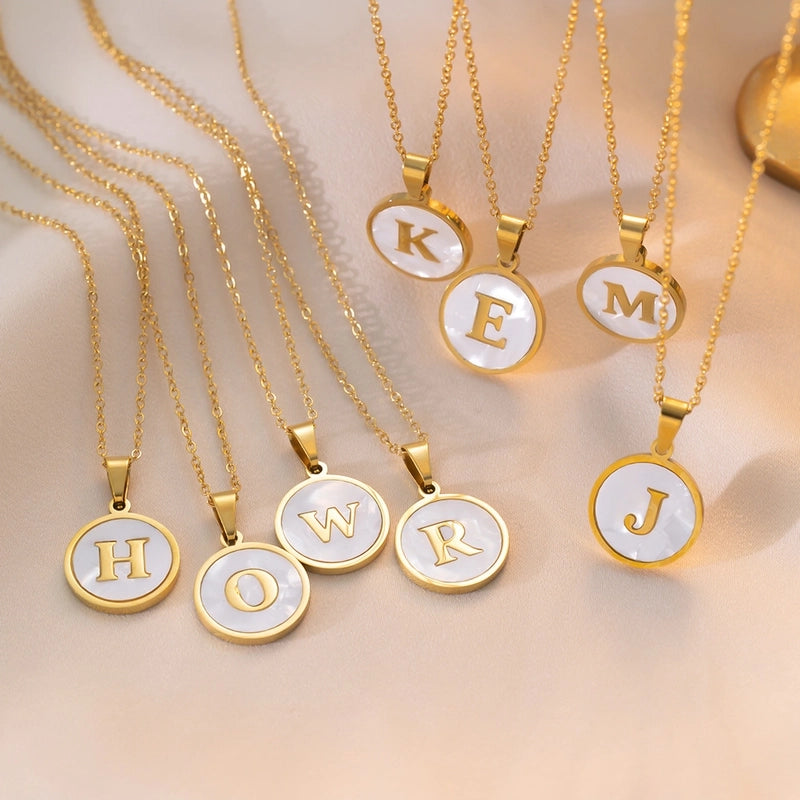 Minimalist Letter Titanium Steel Pendant Necklace