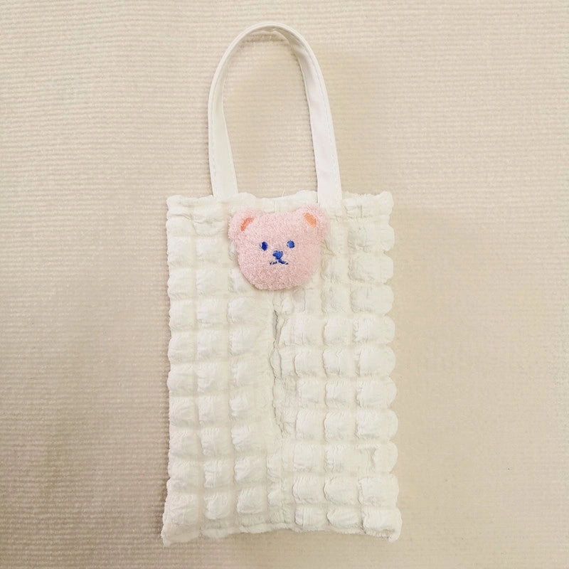Casual Vacation Solid Color Bubble Fiber Fabric Tissue Dispenser