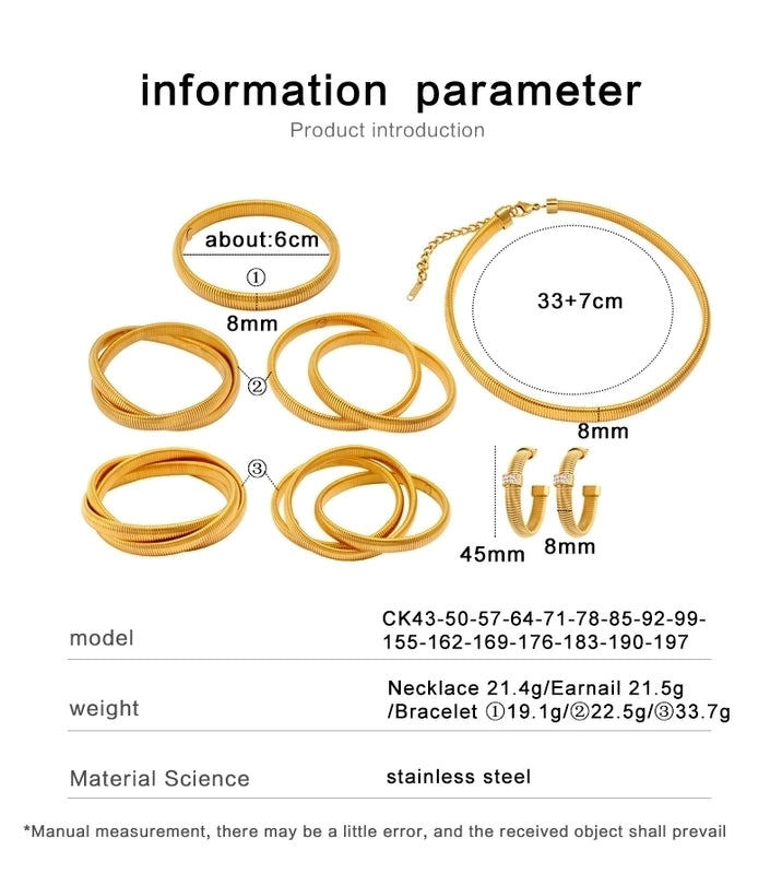 Hip-Hop Minimalist Commute Geometric 304 Stainless Steel 316 Stainless Steel  Zircon 18K Gold Plated Inlay Bracelets Earrings Necklace