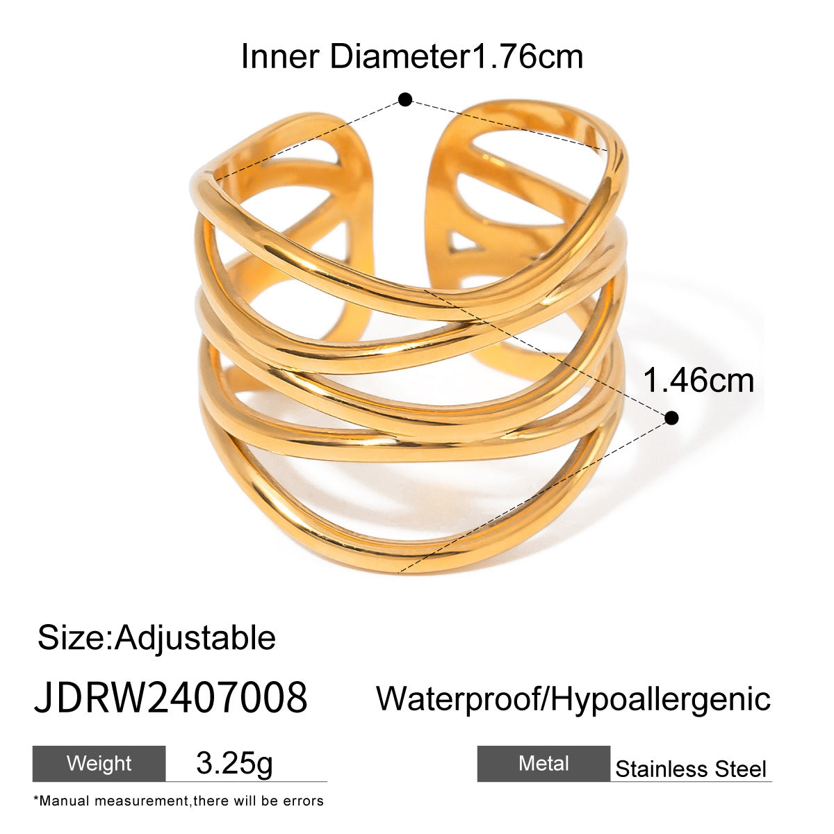 Open Ring Titanium Steel Female 18K Gold Plated Ring Design Niche Accessories Female