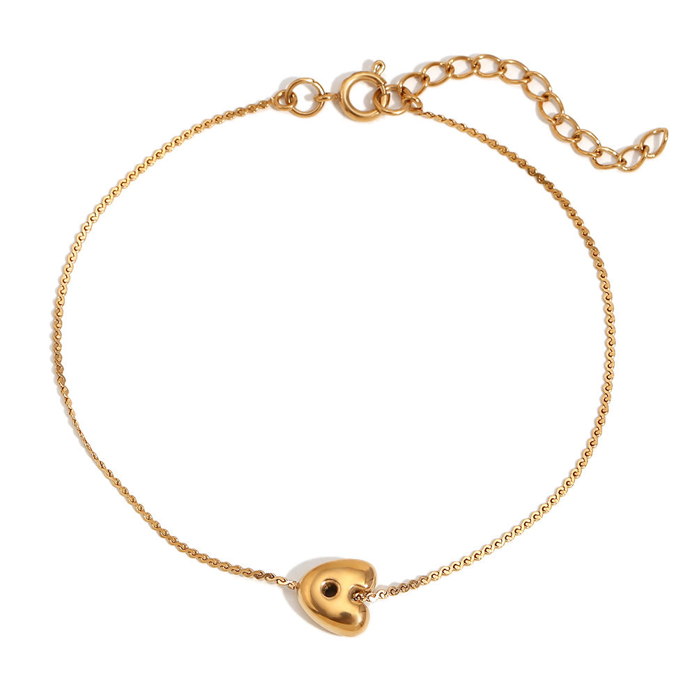 Fashionable Niche Personality Hot Style Simple Hand Jewelry Stainless Steel Plated 18K Gold Bubble Letter S Chain Bracelet