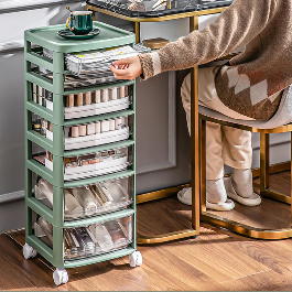 Cosmetic Organizer Cart with Handle and Lockable Wheels